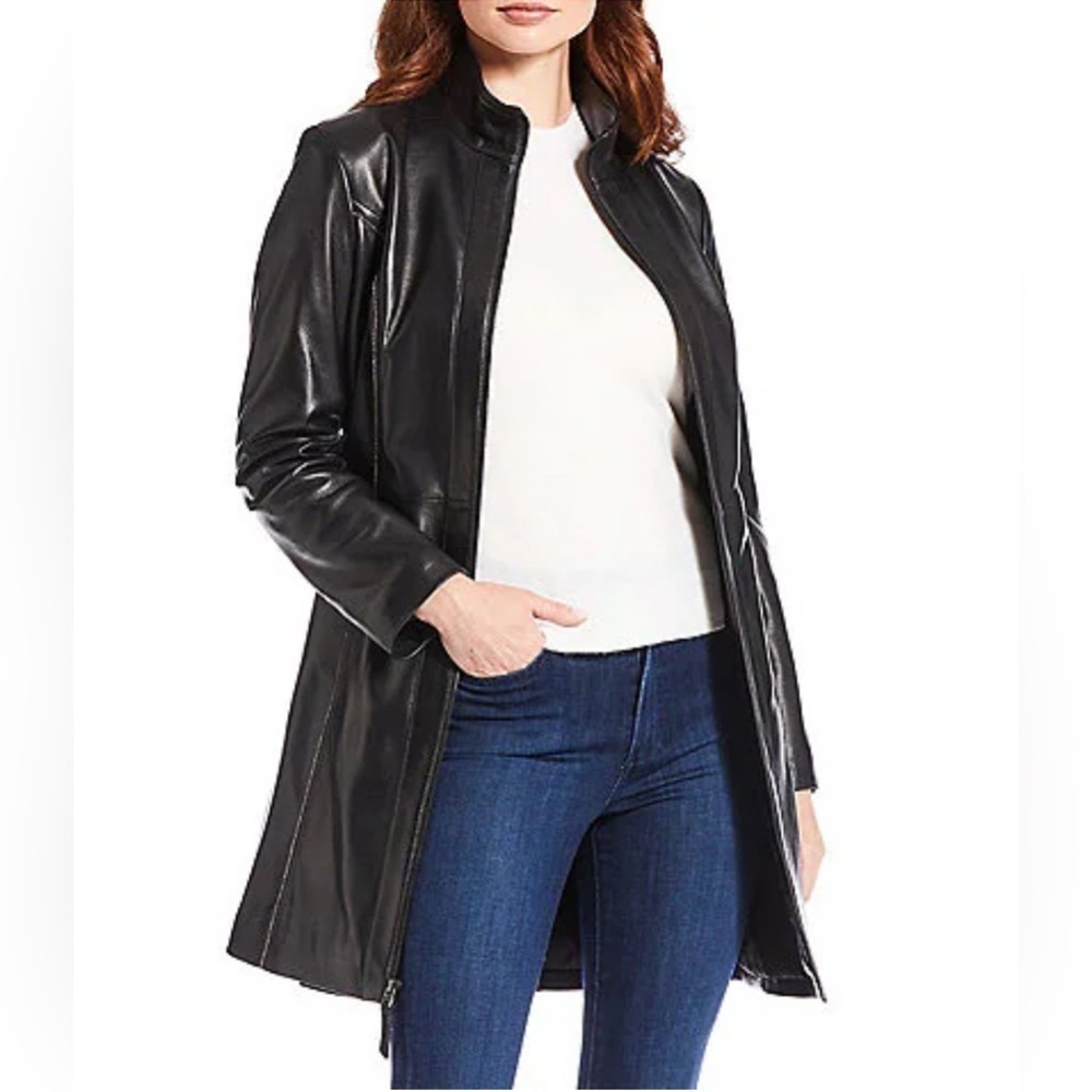Bernardo Women’s Genuine Leather Long Coat – Size PM
